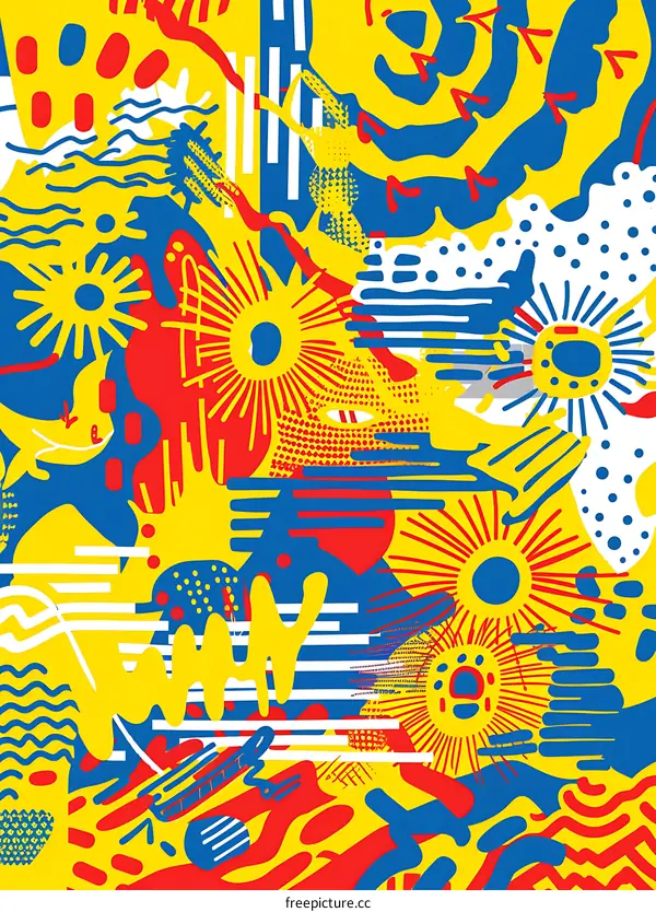 Abstract Colorful Pattern with Hand Drawn Shapes