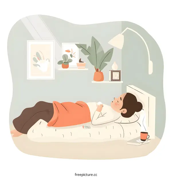 Woman Lying in Bed With Blanket and Ice Pack