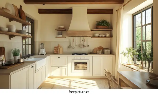 Cozy Farmhouse Kitchen with Large Window