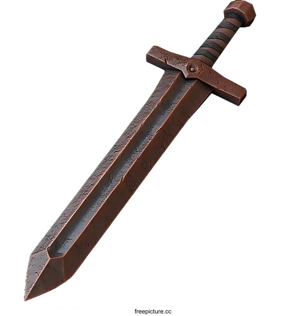 [Transparent Background PNG]Medieval Rusty Copper Sword Illustration