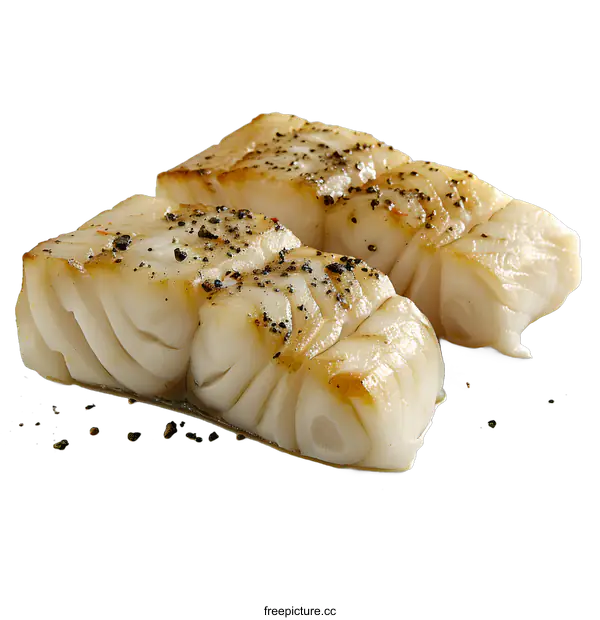 [Transparent Background PNG]Two Pieces of Grilled White Fish on White Background