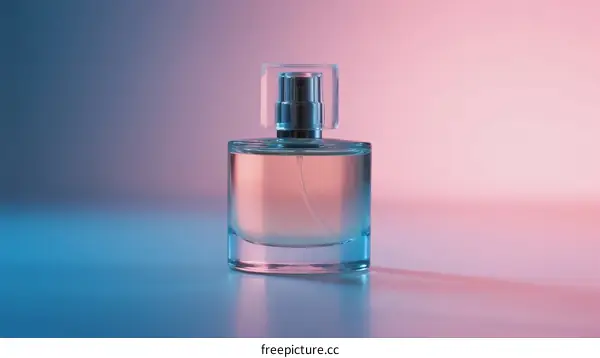 Clear Glass Perfume Bottle with Modern Design and Soft Lighting