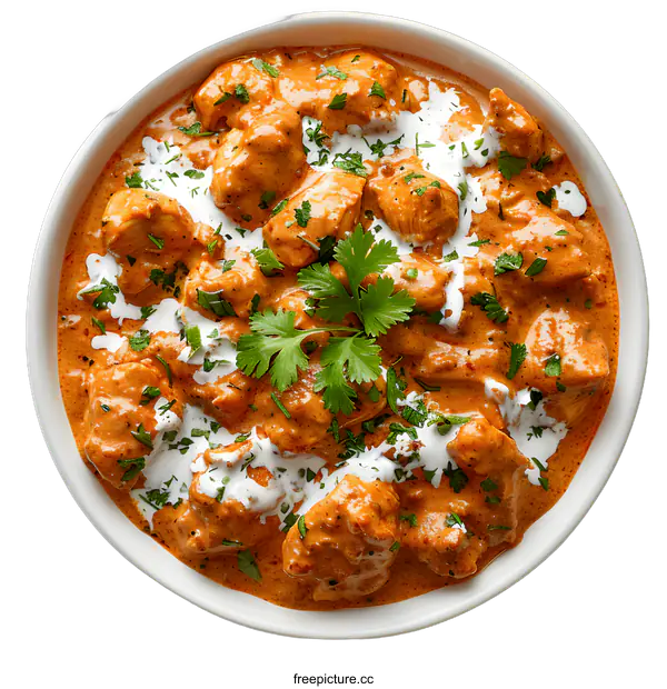 [Transparent Background PNG]Butter chicken in white bowl