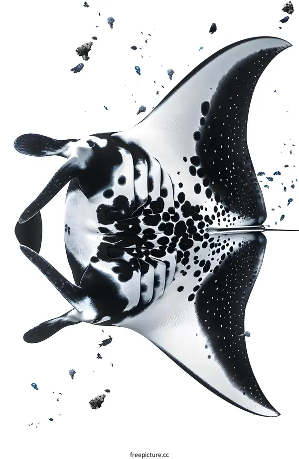 Black and White Spotted Eagle Ray Isolated on White Background