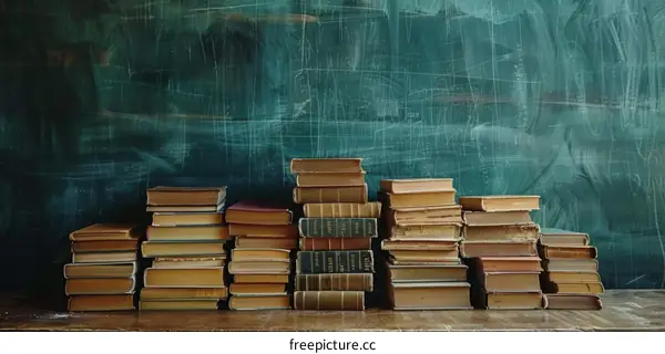 Old Books on Wooden Table