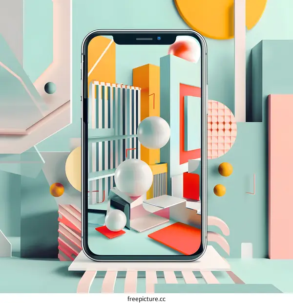 Abstract Geometric Shapes on Smartphone Screen