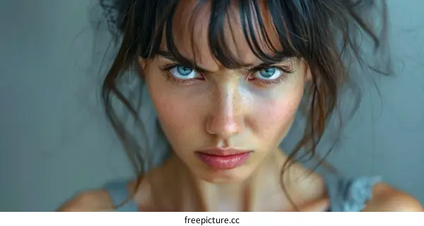 Close-up Portrait of a Woman with Intense Expression