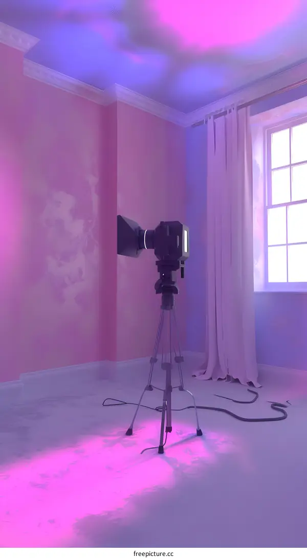 Camera in a Pink Room with a Window