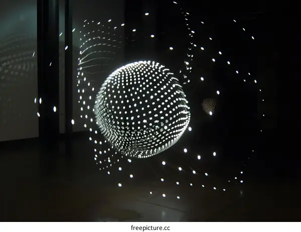 Abstract Light Installation with a Sphere of Lights