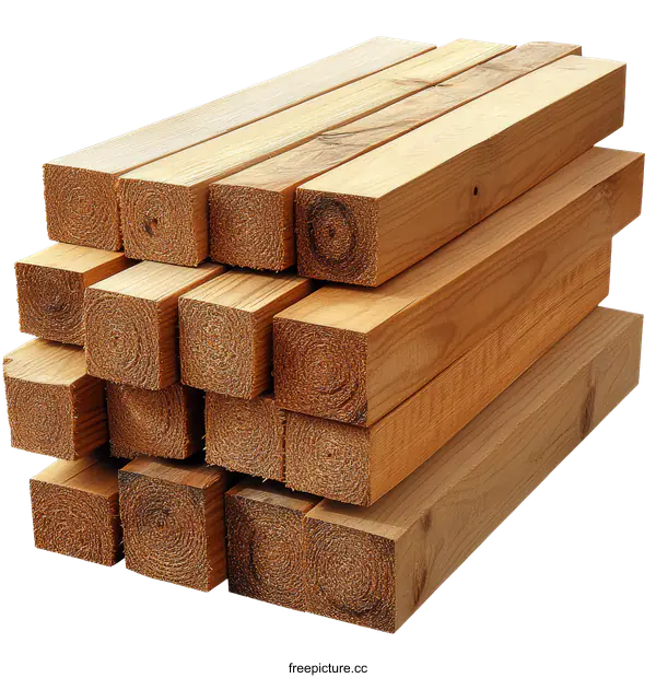 [Transparent Background PNG]Stacked Lumber Pieces for Construction