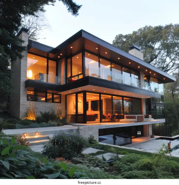 Modern Home Design with Expansive Glass Windows