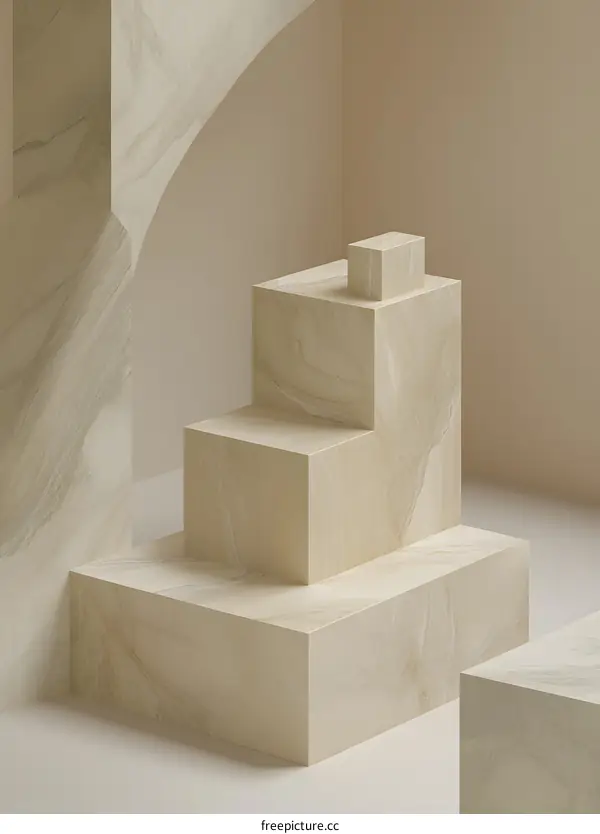 Beige Marble Platform Minimalist Product Display
