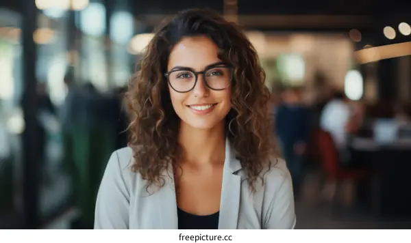 Portrait of a young businesswoman smiling in an office environment