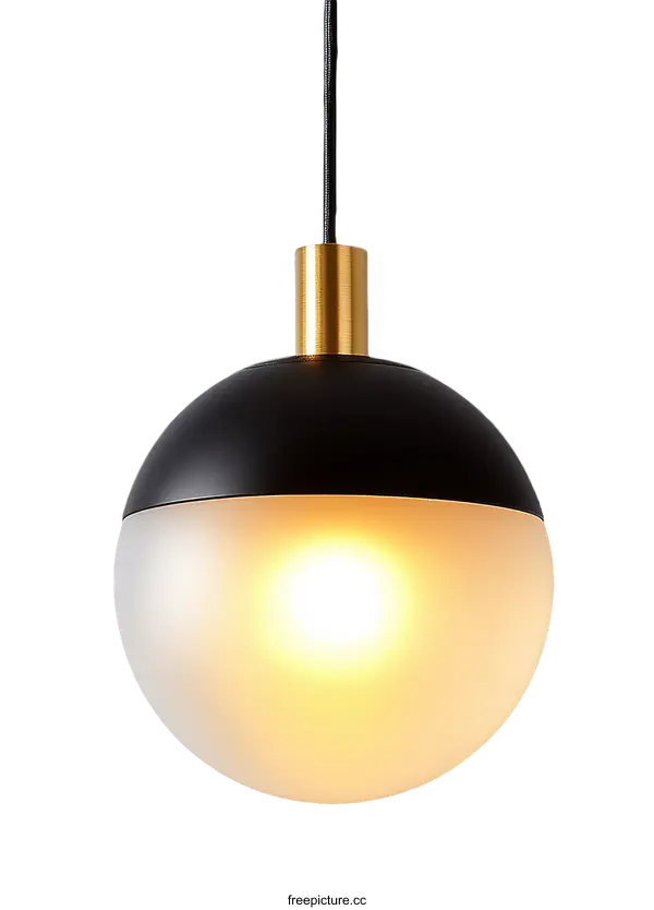 [Transparent Background PNG]Modern Black and Gold Pendant Lamp