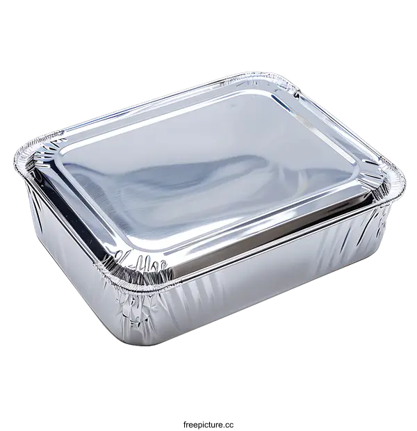 [Transparent Background PNG]Shiny Aluminum Food Container with Lid