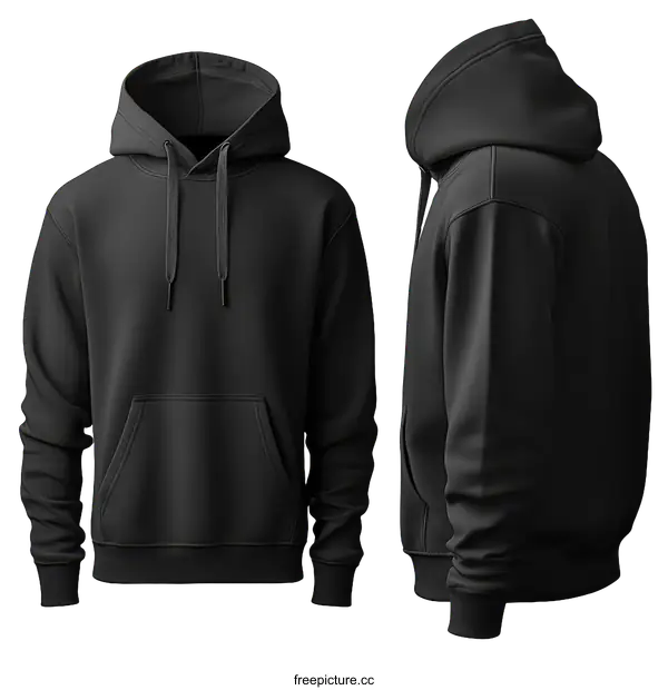 [Transparent Background PNG]Blank Black Hoodie Mockup Design