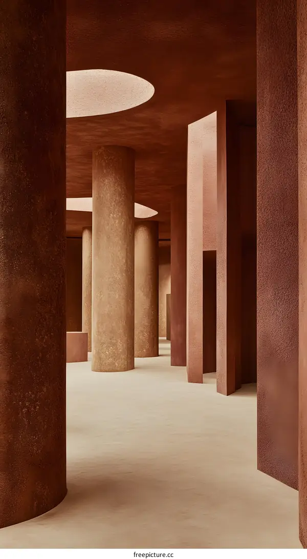 Modern Architecture Interior with Circular Ceiling Openings