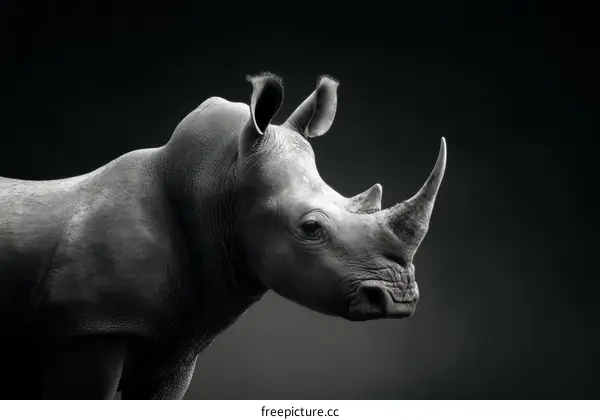 Majestic Black and White Rhinoceros Portrait