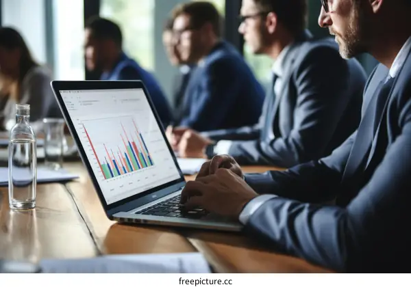 Business people discussing graphs and charts during a meeting