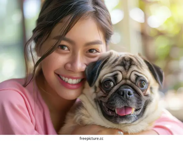 pug and girl
