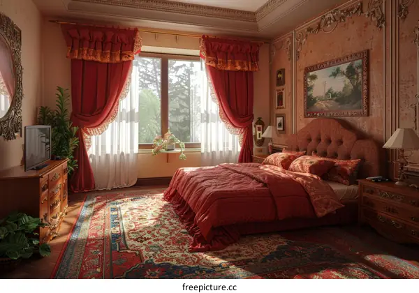 Elegant Red Bedroom Interior Design
