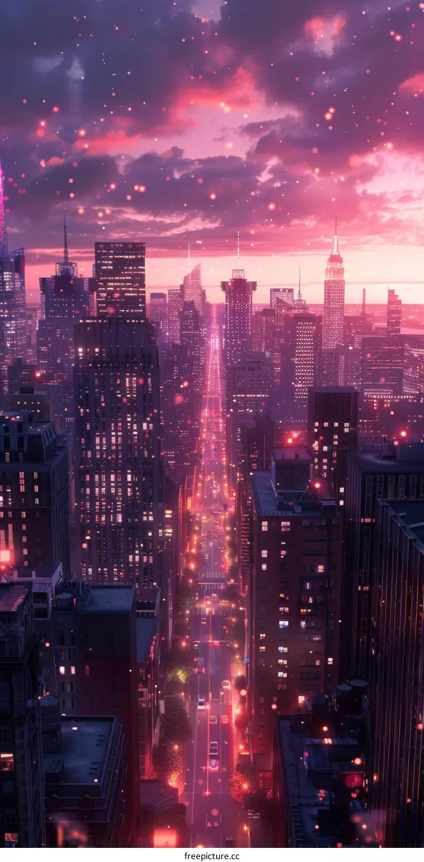 Futuristic Cityscape at Night: Digital Painting