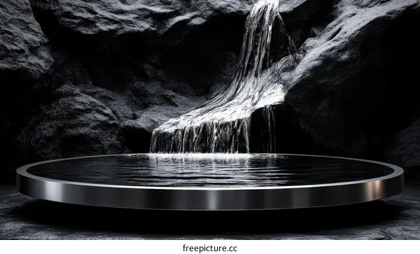 Dark Stone Cave Waterfall Product Display