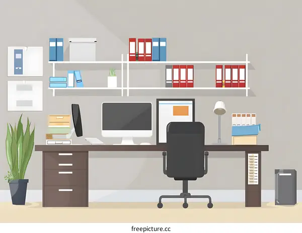 Modern Office Workplace with Desk and Computer