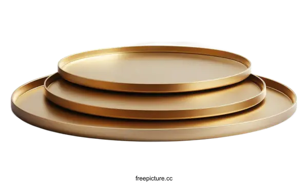 [Transparent Background PNG]Gold Round Trays Display Set