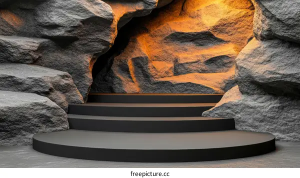 Abstract Black Stone Product Display