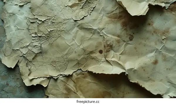 Close-up of a pile of old, crumpled paper