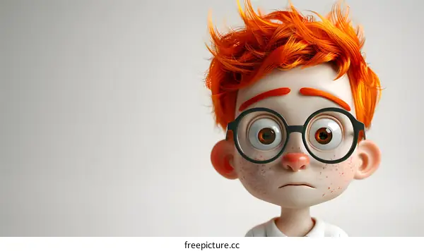 Confused Cartoon Boy With Glasses