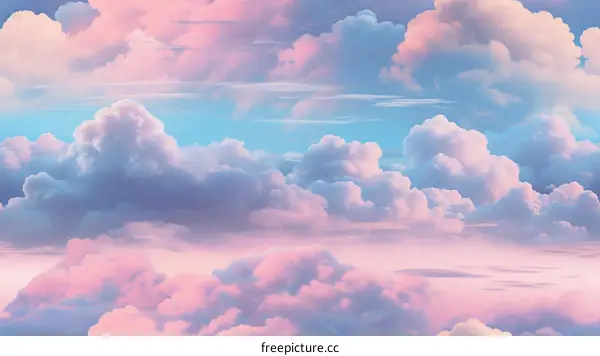 A Seamless Pattern of Pink and Blue Clouds