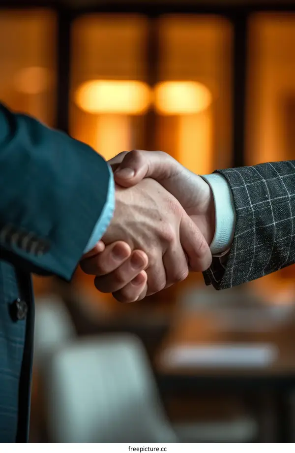 Businessmen of different ethnicities shaking hands in agreement