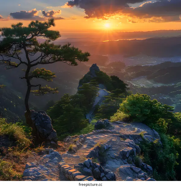 mountain peak at sunset