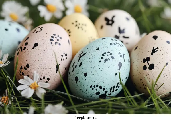 Colorful Easter Eggs in a Grassy Nest