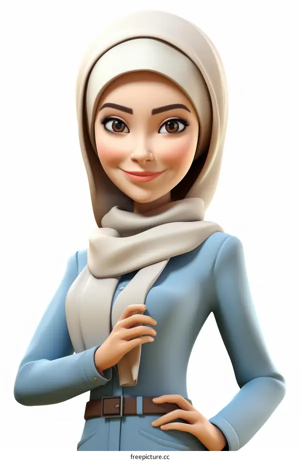 3D Illustration of a Muslim Woman in Hijab