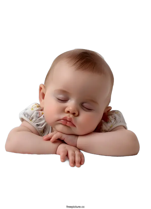 [Transparent Background PNG]A sleeping baby girl with her hands on her chest