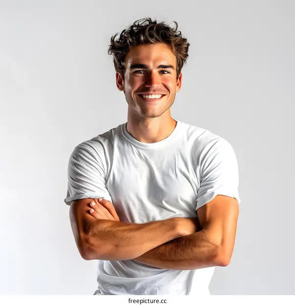 Portrait of a Handsome Young Man with Arms Crossed