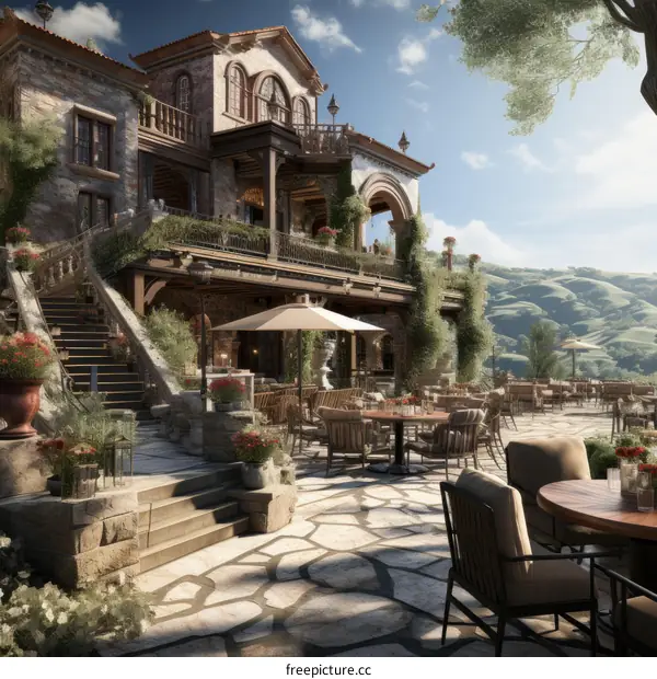 Luxury mansion with beautiful landscape