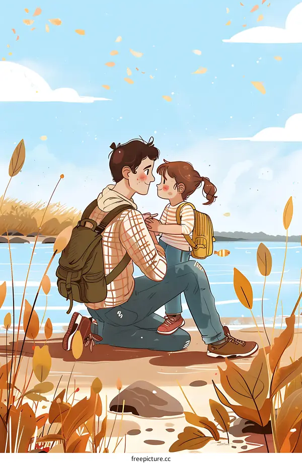 Father and Daughter by the Lake