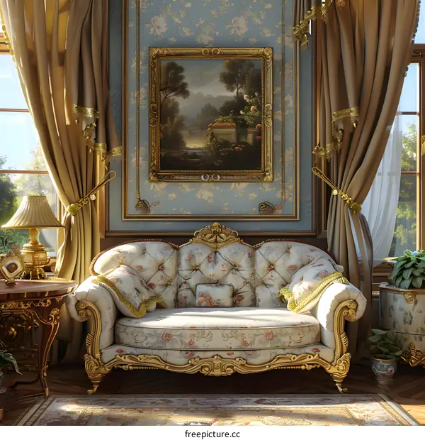 Elegant Vintage Sofa in a Luxurious Room