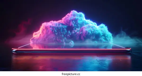 Blue and Pink Smoke Cloud Rising from a Smartphone