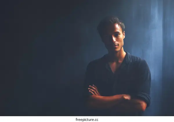 Portrait of a Stylish Man in a Dark Shirt