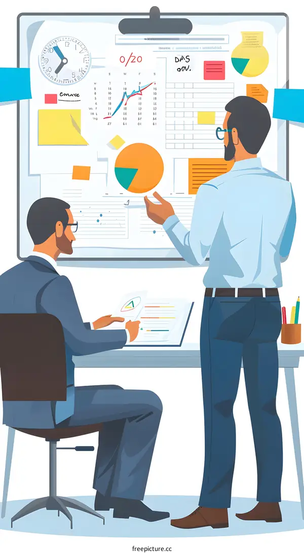 Business Meeting Presentation with Two Male Colleagues