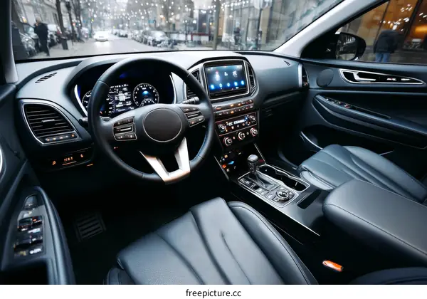 Modern Car Interior with Premium Leather Seats