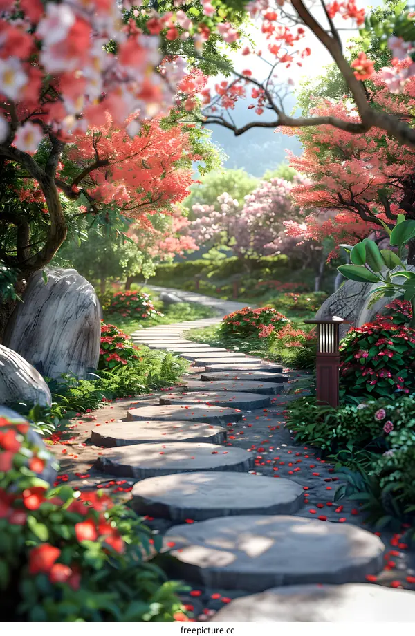 A beautiful park with cherry blossoms