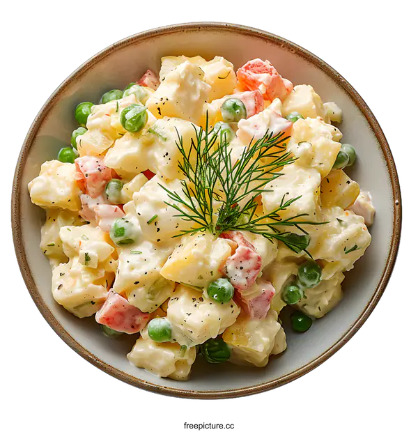 [Transparent Background PNG]Potato Salad with Mayonnaise in Bowl