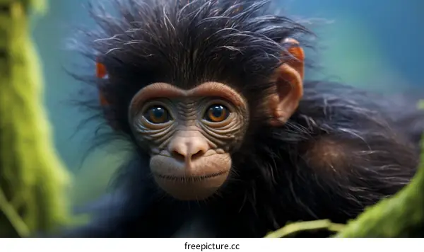 Close-up Portrait of a Baby Chimpanzee