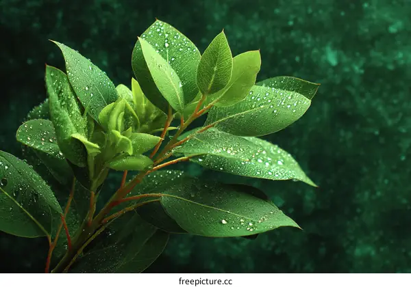Close-up of Fresh Eucalyptus Leaves with Water Droplets